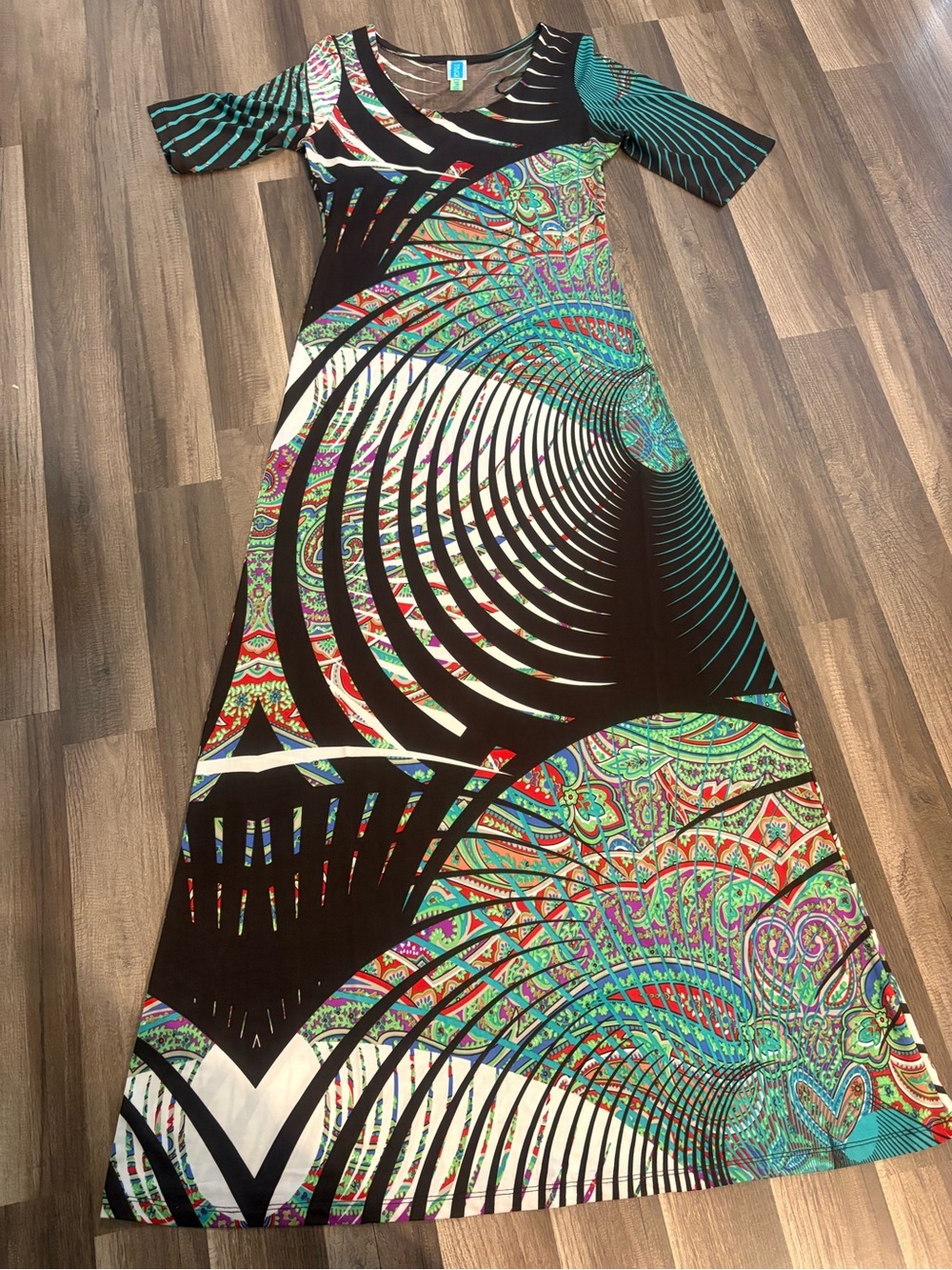 Touch Express Maxi Dress with Multicolor Abstract Print Y2K